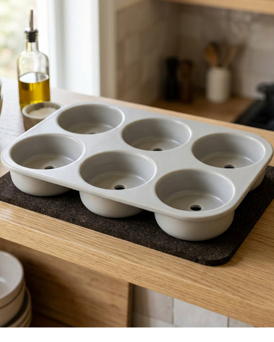 Slopt Six-Well Ceramic Planter Tray 32 cm Pale Gray - Lifestyle view