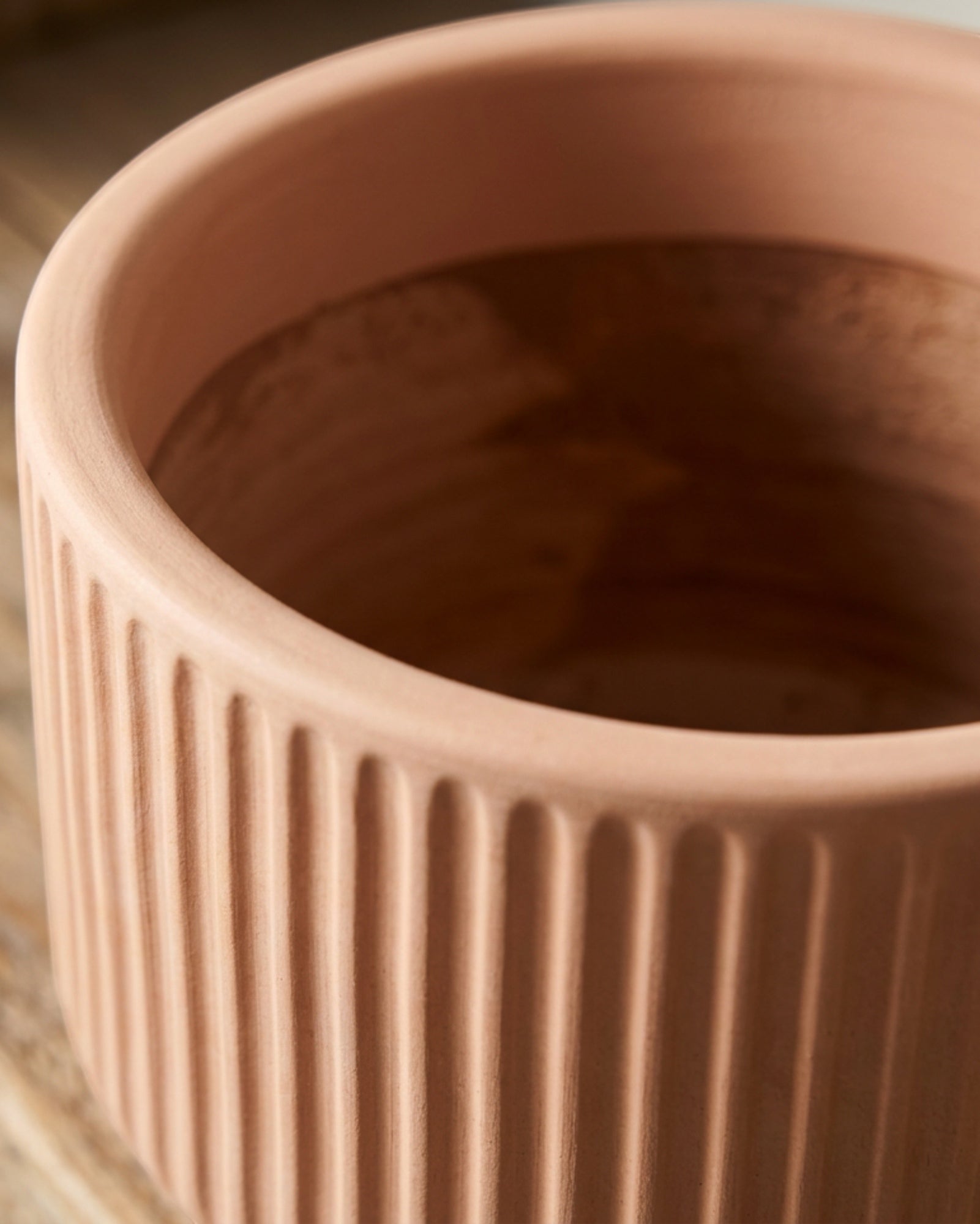 Slopt Ribbed Ceramic Plant Pot Terracotta 5 in