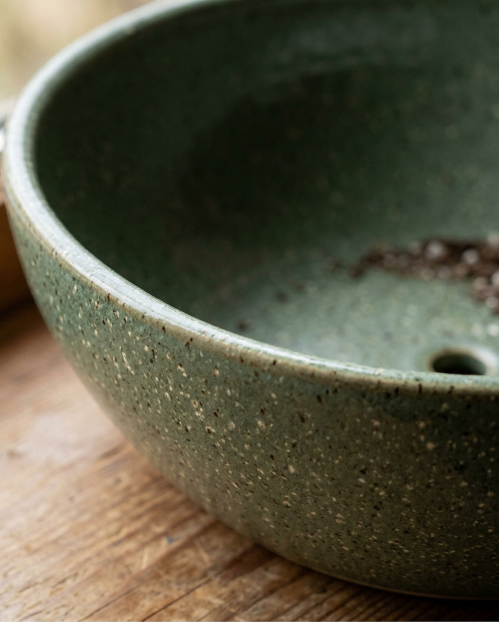 Slopt Speckled Ceramic Planter Bowl Sage 7 in